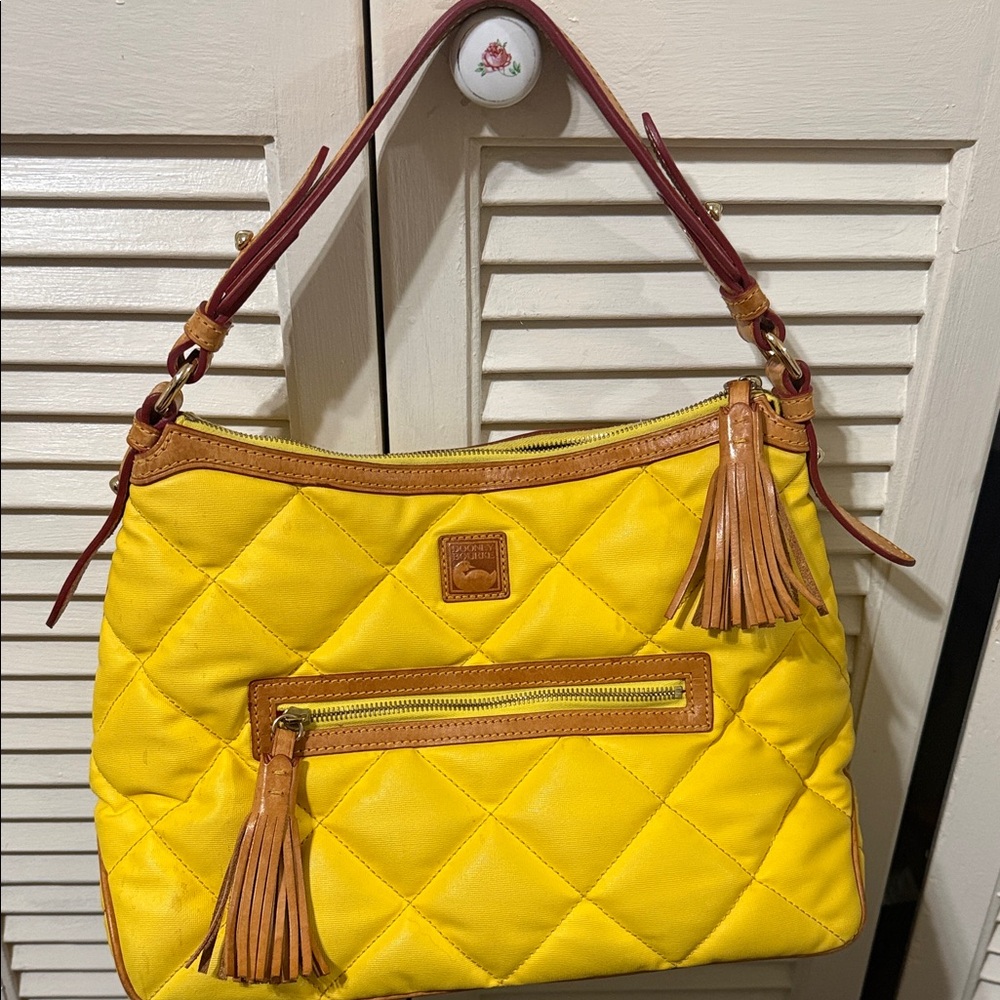 Yellow Quilted Leather Shoulder Bag